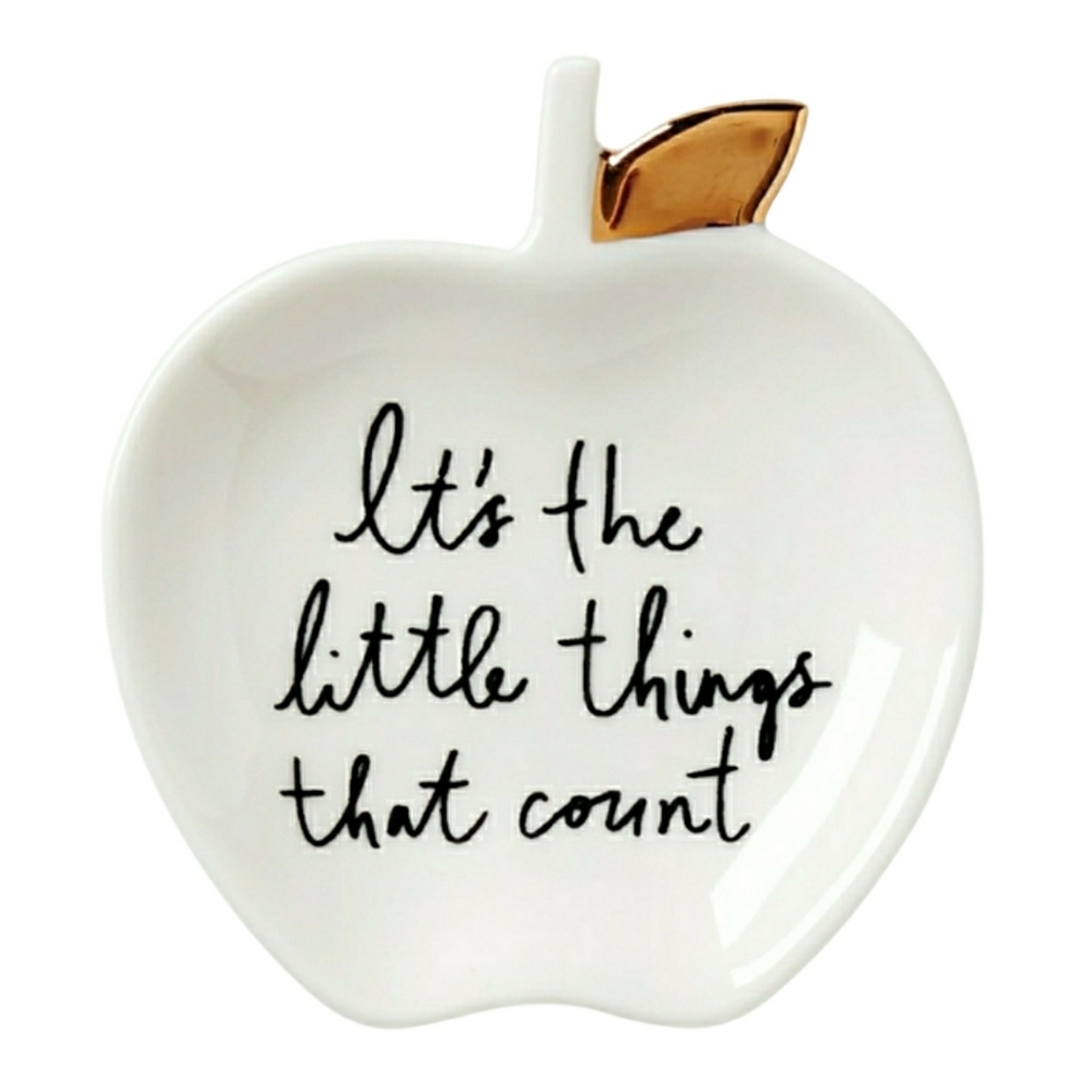 NIB! Kate Spade 'IT'S THE LITTLE THINGS' White & Gold Apple Trinket Dish